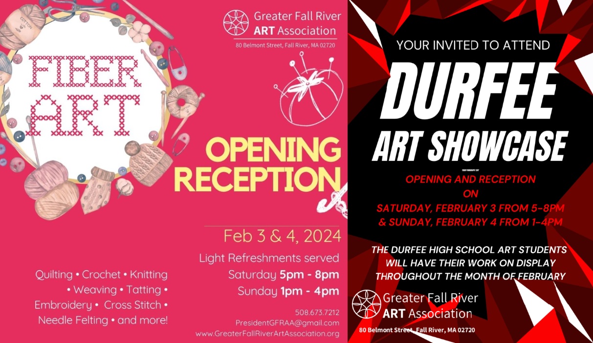 Opening reception for the Fiber Arts show and Durfee High school art showcase. Feb 3 & 4