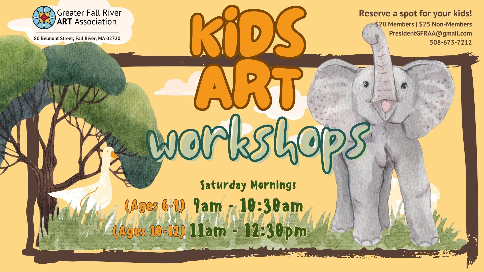 Two Kids Art Workshops offered on Saturdays