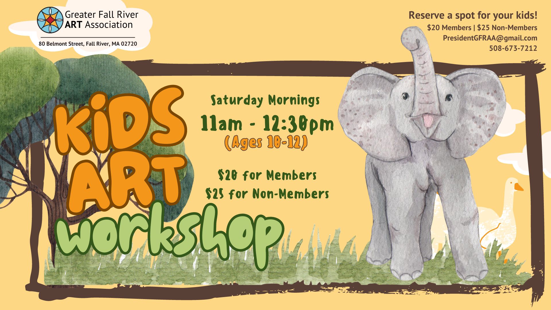 Kids Art Workshop offered on Saturdays at GFRAA